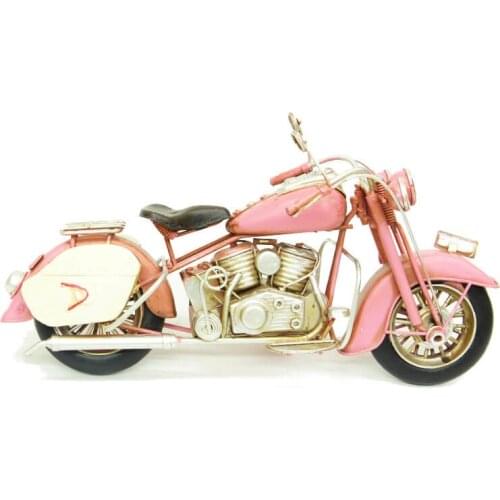 Decorative Pink Metal Motorcycle - Trinket, Miniature, Gift, Nostalgic, Vintage, Handmade, Hand Painted, quality Durable