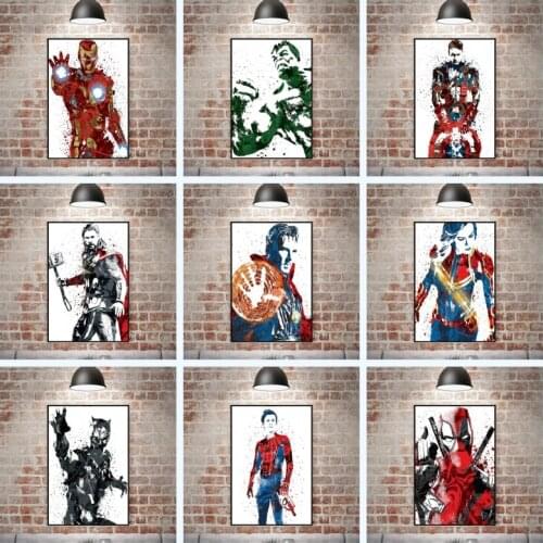 Disney Marvel Avengers Superhero Watercolor Canvas Painting Ironman Movie Poster Wall Art Picture Cuadros Kids Room Home Decor