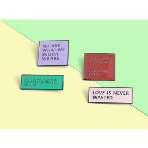 Inspiring Sentences Enamel Lapel Pins Green Red Pink Purple Brooches Badges Backpack Accessories Gift for Friend Custom Jewelry