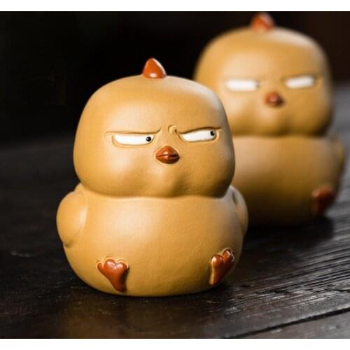 Purple Sand Bird Tea Pet Little Yellow Duck Ornament Sculpture Chicken Zodiac Tea Set Creative Manual Tea Table Accessories