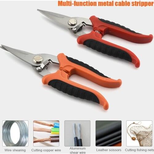 HOT Multifunction Metal Scissors Cable Stripping Shears Stainless Steel Electrician Tool NDS66