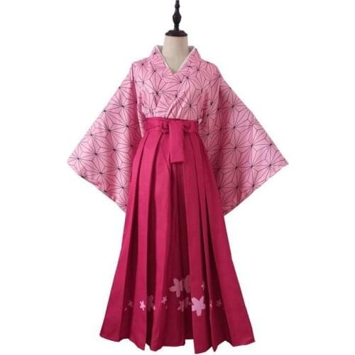 Demon Slayers Blade Cosplay Suit Nidouzi Yukata Kimono Lianzhu Ganlu Temple Mili Kimono Cosplay Full Exhibition for Women