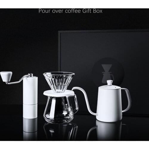 Pure white Timemore C stainless steel burr coffee grinder set pour over coffee High quality handle design manual coffee mill