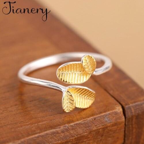 JIANERY Korean Trendy Silver Color Leaf Rings For Women Lady Men Antique Rings Jewelry
