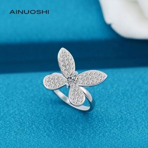 AINUOSHI 925 Sterling Silver 3x6mm Marquise Simulated SONA Diamond Engagement Rings For Women Birthday Fine Knot Rings Jewelry