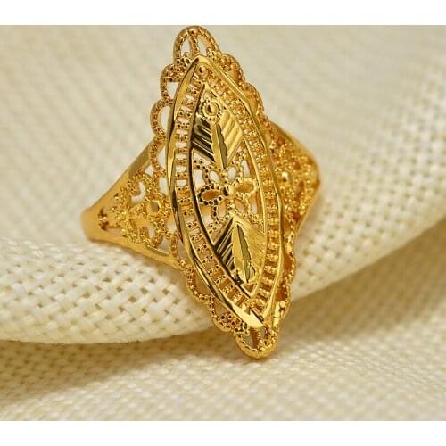 Dubai Ethiopia 5Style flowers Gold Color Ring for Women/Girl Arab Ring Copper Jewelry Middle Eastern Israel/Iraq/Oman/Gift