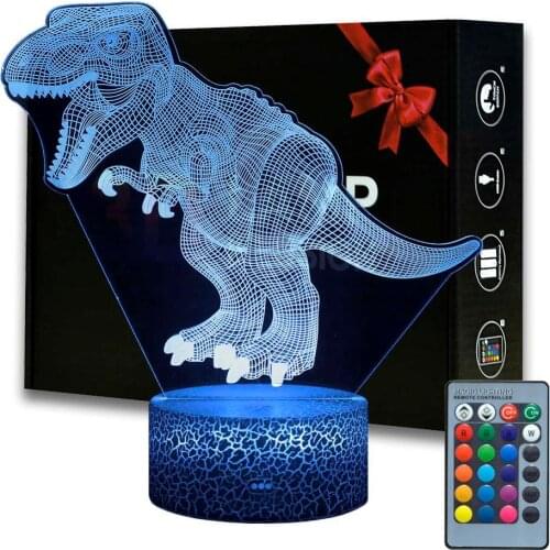 Magiclux 3D illusion Dinosaur Lamp AA Batteries USB Available Dinosaur Room Decoration Bedside Lampen Night Lights