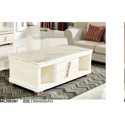 MC2002B Modern living room furniture marble top tea table with drawers store coffee table simple clear style coffee table