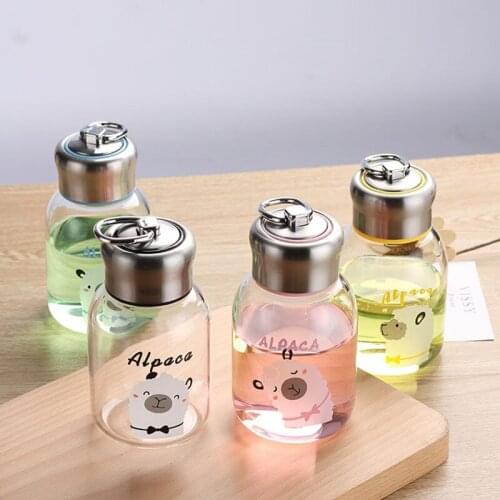 Mini Cute Glass Water Bottle Portable Cartoon Glass Bottle For Students Creative Kids Milk Bottle 310ml