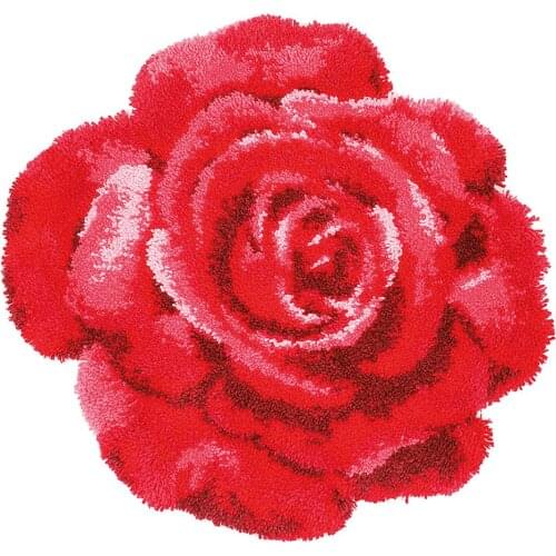 Red Flowers Latch Hook Kits Pre-printed Pattern on Canvas DIY Rug Embroidery Set Crocheting for Kids Adults Carpet embroidery
