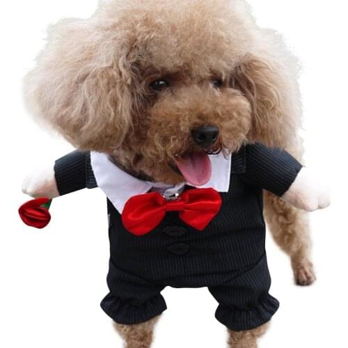 NACOCO Dog Suit Pet Gents Costume Formal Dress Clothes with Bow Tie Halloween Gentleman Costumes for Puppy and Cat