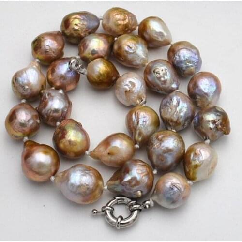 Natural 13x17mm Reborn Baroque Edison Pearl Knot Jewelry Necklace 18" 36"AAA
