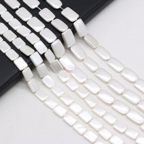 Natural White Rectangle Shell Strand Beads DIY for Necklace Bracelet Accessories Jewelry Making Women Gifts Size 10x15mm 8x11mm