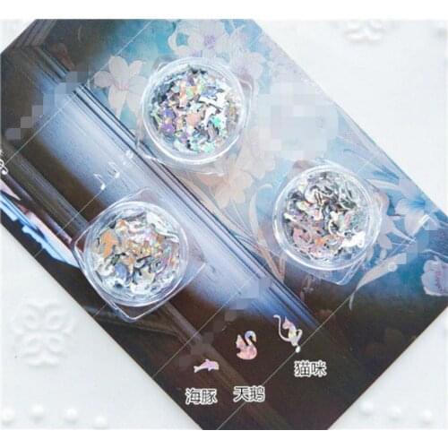 2018 New 3box/lot Dolphin Swan Cat Laser Sequins material epoxy mold makeing jewelry filling for DIY jewelry