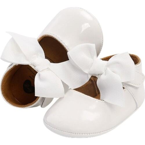 Pudcoco 2020 Brand New Baby Girl Baptism Shoes Soft Sole Princess Flats with Cute Ribbon Bow Non-Slip Infant Crib Shoes
