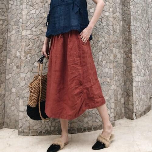 2020 summer new womens large art cotton hemp loose Linen Skirt long skirt