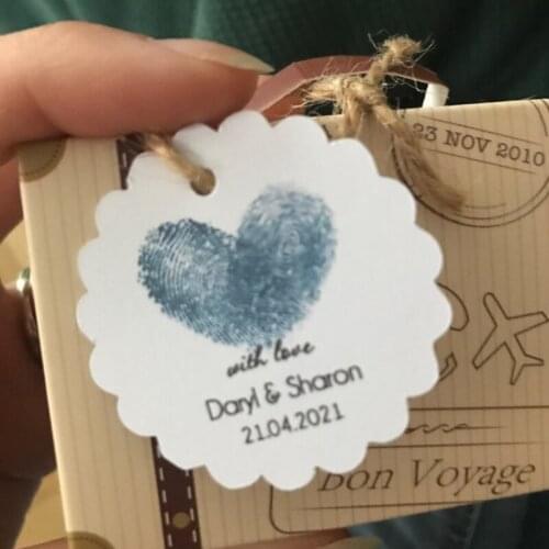 Custom Heart Thumbprint Gift Tags Save the Date Personalized Sticker Wedding Favors Labels Candy Box Party Decorations