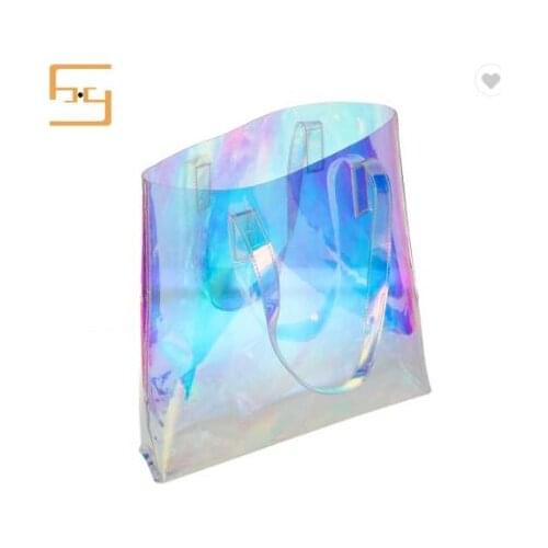 Custom Print Logo Plastic Beach Bag Supplier Mesh Tote Bag With Holes