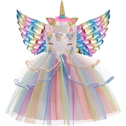 Christmas Halloween Dress Girl Unicorn Party Children Baby Clothes Kids Dresses For Girls Princess Costume 3pcs Dress Set