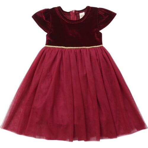 Citgeett Flower Girls Dress Princess Kids Baby XMAS Red Patchwork Party Pageant Wedding Gown Christmas Summer Formal Dress