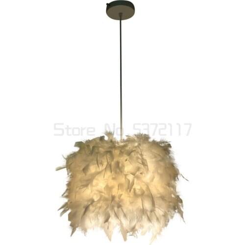 Pendant Lights E27 Feather Romantic Pendant Lamp For Bedroom Living Room Lighting HangLamp Goose Feather Suspension Luminaire