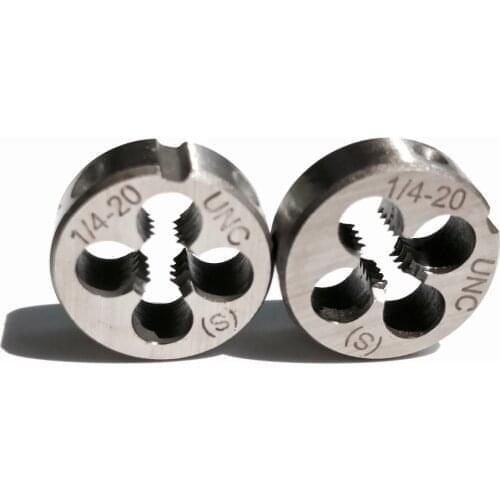 Free shipping 2PCS Alloy steel made UNC/UNF/UNS/UNEF standard 1/4"-20/24/27/28/32/36/40 TPI manual dies for DIY threads making