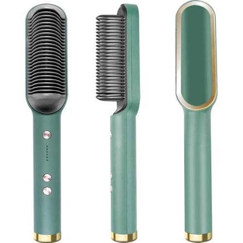 Professional Hair Straightener Brush Ceramic Electric Straightening Beard Brush Fast Heating Curler Flat Iron Comb Styler