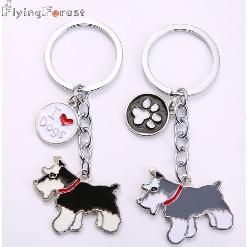 Keychains Drop Shipping DIY Pet Key Chain Metal Key Ring Wholesale Gift Schnauzer Keychains Woman Keys Dogs Tag Key Charm Cheap