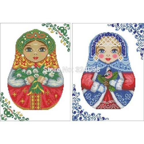 Russian Four Season Doll patterns Counted Cross Stitch 11CT 14CT 18CT DIY Counted Cross Stitch Kits Embroidery Needlework Sets