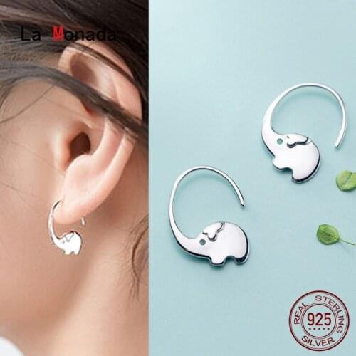 La Monada Real Silver Hoop Earrings Small 925 Sterling Silver Earrings Woman Girl Elephant Silver 925 Earrings Piercing Hook