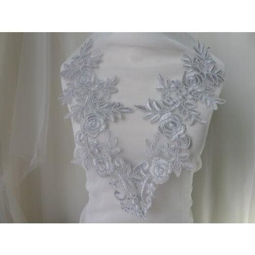 Gorgeous Pink Wedding Dress Cording Lace Applique Embroidery Lace Accessories Trim Alencon Leaf Applique 7 Colors 5 Pairs/Lot