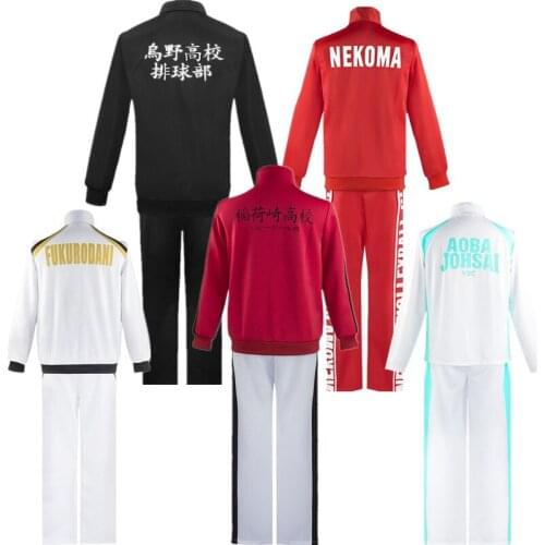 Anime Haikyuu Cosplay Costume Jacket Volleyball Sportswear Karasuno Nekoma Aoba Johsai Fukurodani Inarizaki High School Uniform