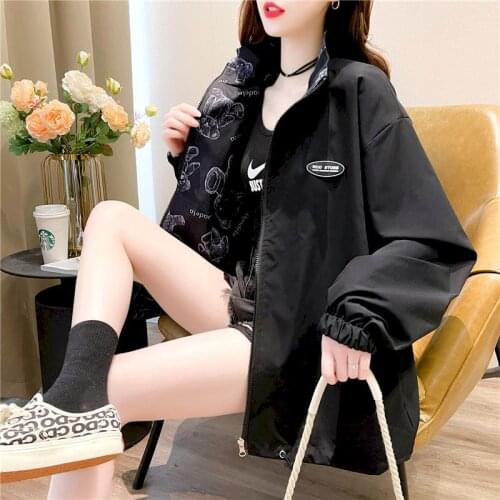 2021 Spring Summer New Womens Sun Protection Clothing Loose Casual Tooling Jacket Fried Street Wear Jacket on Both Sides Clothes