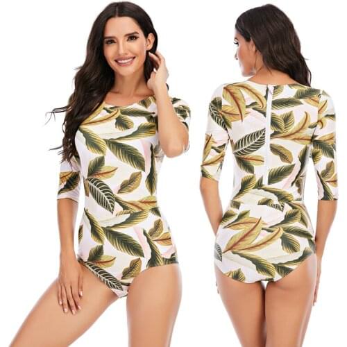 UV Protection Rash Guard Long Sleeve Swimsuit Zipper Swimwear Women One Piece Vetement Surf New Bathing Suit Plus Size