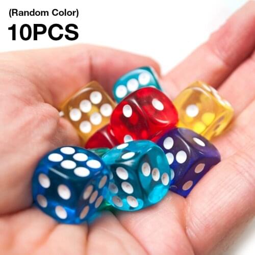 10PCS/Set Dice Set Transparent Dice Set For Table Board Games 16mm 6 Sided Dice Joy For Club/Party/Family Board Games