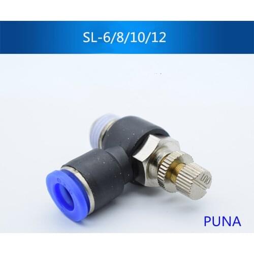 10pcs/lot SL 6MM-1/8" Pneumatic Throttle Valve Quick Push In 6MM Tube 1/8" Inch SL6-01 Air Fitting Connector Flow Controller