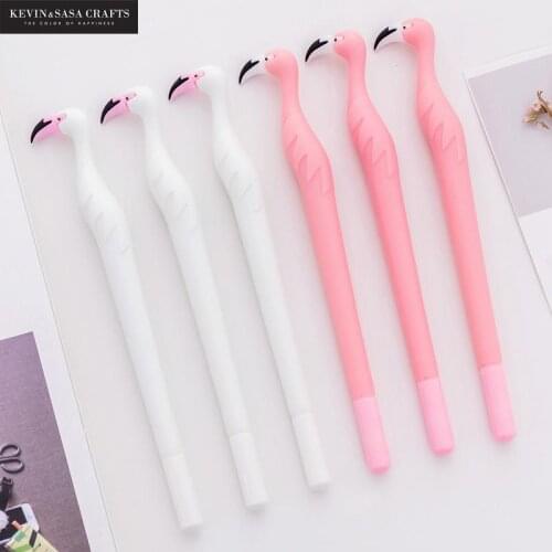 2Pcs Gel Pen Plastic Flamingo Pen Cute Stationery Kawaii School Supplies Gel Ink Pen School Tools Stationery Office Suppliers