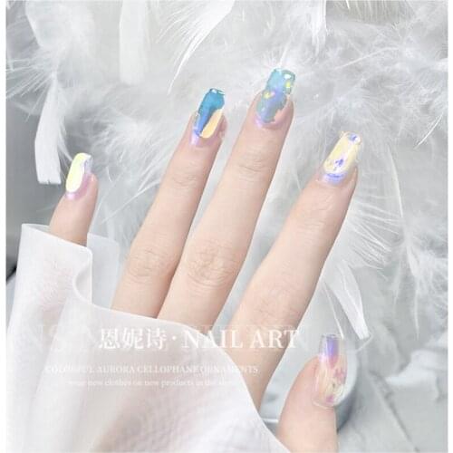 2021 Aurora Cellophane Colorful Colorful Candy Nail Art Accessories Support Dropship
