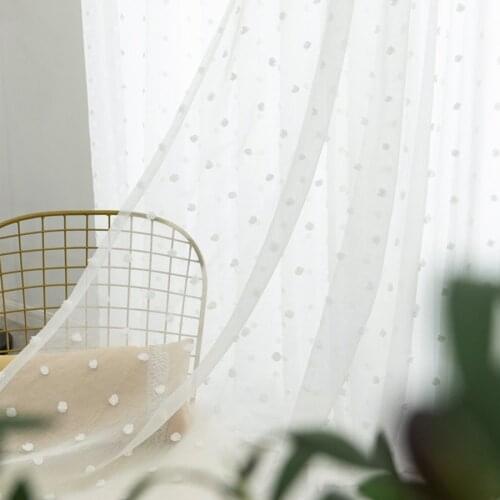 3D Cotton White Lace Curtains Sheer Windows for Living Room Bedroom Tulle Curtains Panel for Kitchen Door Drape Customize