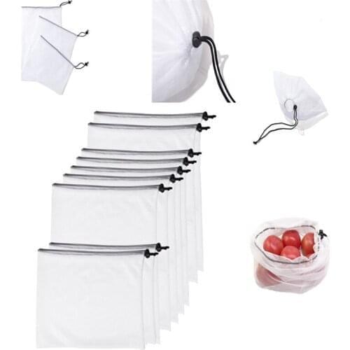 9pcs Reusable Mesh Bag eco friendly Washable Fruit and Vegetable bag toys Bag Drawstring bag Shopping bag Storage bag
