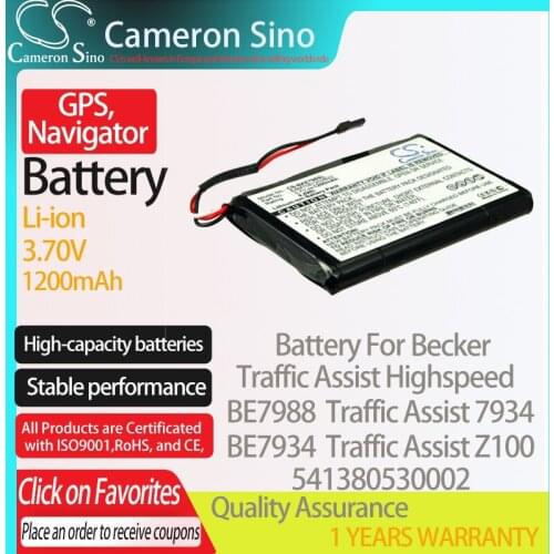 CameronSino Battery for Becker Traffic Assist Highspeed 7934 BE7934 BE7988 fits Becker 541380530002 GPS, Navigator battery 3.70V