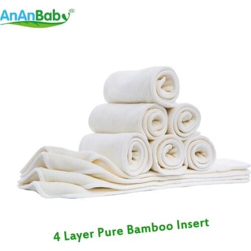 Ananbaby Super-soft Absorbent 4 Layers Pure Bamboo Cloth Diaper Inserts 5pcs Each Parcel