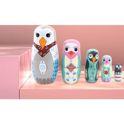 Owl Nesting Dolls Wood Handmade Russian Nesting Doll Matryoshka Dolls Toys for Home Ornament Kids Birthday Gifts Kids