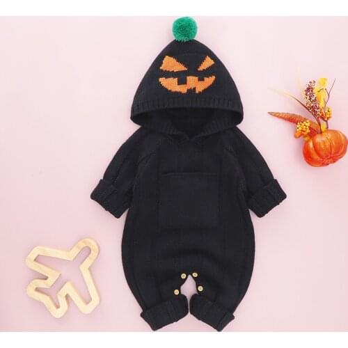 Baby Holloween Rompers Clothes Autumn Winter Hooded Long Sleeves Newborn Bebes Boy Girl Pumpkin Jumpsuits Toddler Infant Outfits