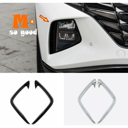 For Hyundai Tucson NX4 Hybrid 2021 2022 Car Front fog light lamp eyebrow Trim Cover Exterior Decor Accessories ABS Chrome/Black