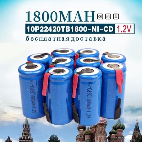 GOLOOLOO 10pcs/lot 1800mAh 1.2V NI-CD nicd ni cd Rechargeable Batteries fiee shipping and high quality