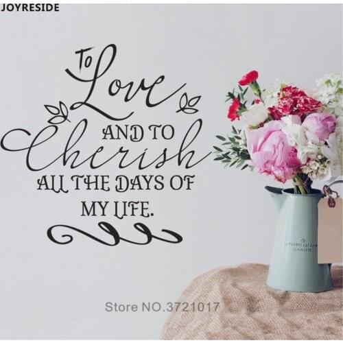 JOYRESIDE Wedding Wall Decal Quotes To Love And To Cherish All The Wall Sticker Art Design Wedding Marry Wall Mural Decals A1728
