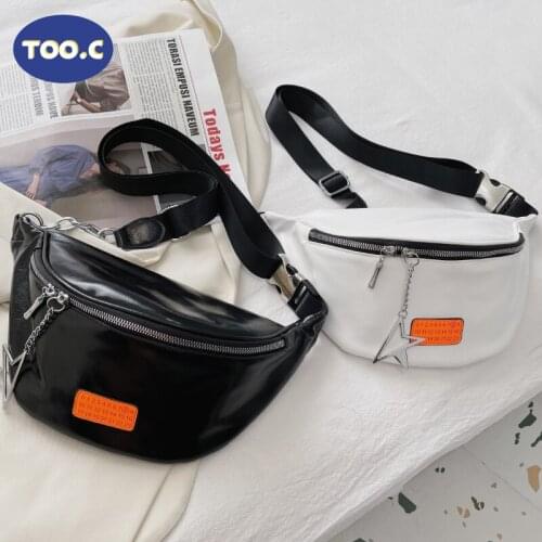 Fashion Bags For Women Black White PU Leather Light Waist Bag Bananka Bag Leisure Fanny Pack Women Satchel Belly Band Belt Bag