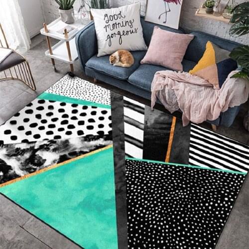 Fashion Watercolor painting green black geometric door mat Bedroom living room floor mat plush non-slip rug custom made carpet