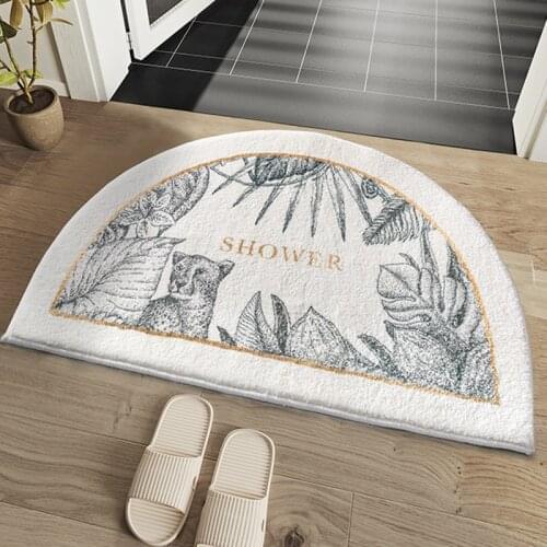 40X60cm Soft Carpet Slip-resistant Bathing Room Rug Floor Door Mat Dirt Barrier Semi Circle Absorption Floor Door Mat Home Decor